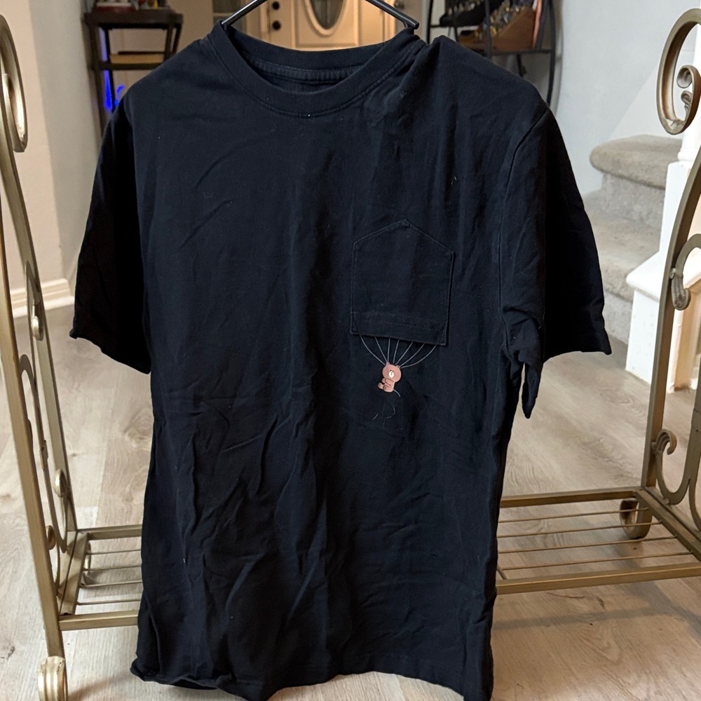 Men's Black Tee with Pocket Accent